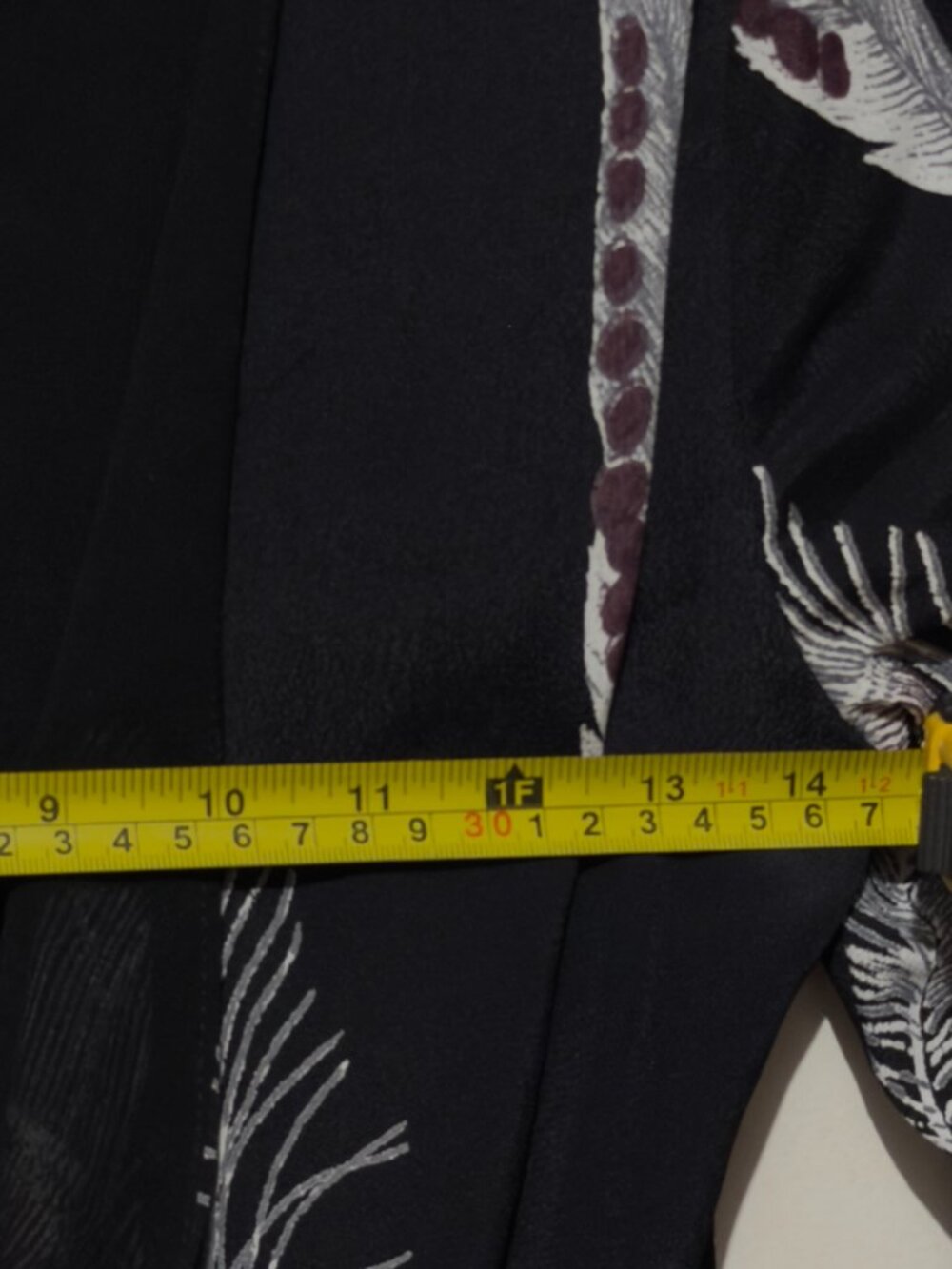 Line & Dot Black Feather Print Surplice Faux Wrap Mini Dress V-Neck - Picture 9 of 16